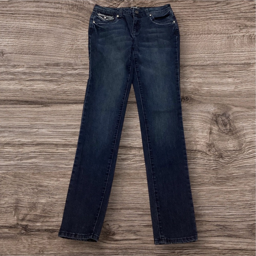 Earl Jean Embellished Dark Wash Straight Leg Jeans Women's Size 4